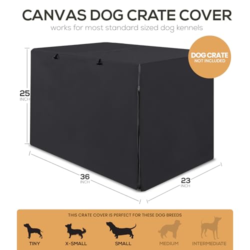 Utopia Home Dog Crate Cover, Waterproof Dog Kennel Cover 36 Inch - Black, 600D Heavy Duty Dog Cage Cover Universal Fit for Most Wire Pet Crates - 36 x 23 x 25 Inch (Cover Only) - Image 3