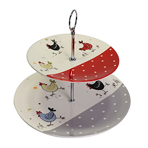 Vacchetti 5857070000 - Soporte de cerámica blanco de 2 niveles con gallinas redondas, medio Cover