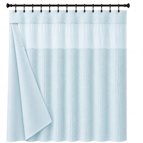 Rideau de douche maille transparente tissu blanc deco spa - 2