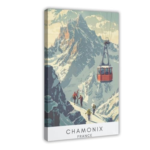 Poster vintage Chamonix Mont Blanc grand format 50,8 x 76,2 cm