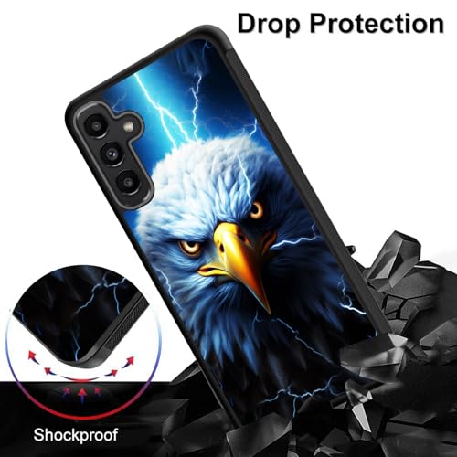 ZQLPLZR for Galaxy S24 FE Case,Tire Anti-Skid Edges Cute Design Shockproof Bumper Full Protection Back Cover for Samsung Galaxy S24 FE 6.7" 2024,Bald Eagle with Lightning - image 3