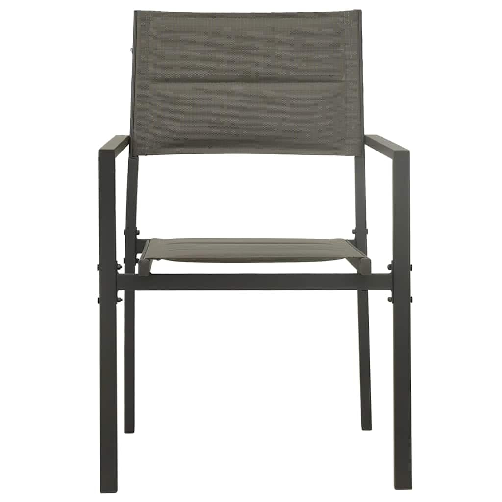 Set di 2 sedie da giardino impilabili in textilene, acciaio grigio
