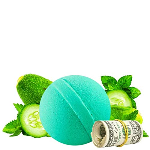 Cash Money Bath Bombs (Cucumber Mint) - Jumbo Size Bath Bomb, 7.5oz - Money Soap Bathbombs - $2-$2500 Inside - Rare $2 Bill - Smell Good Bath Bombs with Money Inside - Mystery Surprise Gift