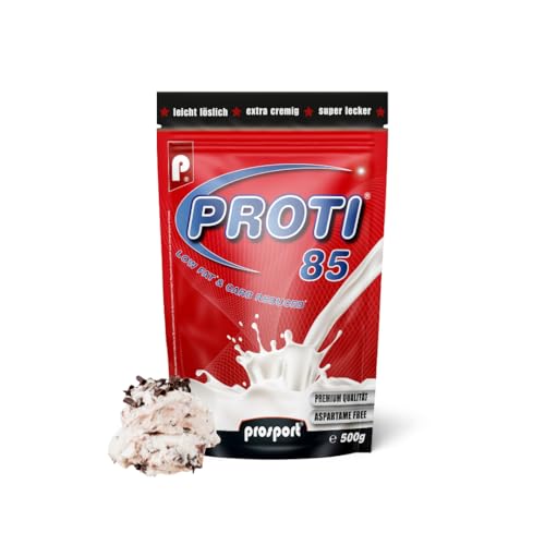 Prosport Proti® 85 Stracciatella 500g – Mehrkomponenten-Protein mit Whey, Casein & Eialbumin – 10 Vitamine, BCAAs & EAAs – Eiweißshake, extra cremig, ideal für Muskelaufbau & Diät