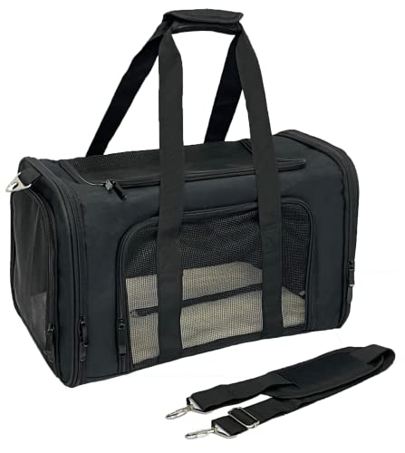 Lioneon Pet Dog Cat Puppy Carrier For Small Medium 15Lbs, Large 25Lbs, Soft-Sided Collapsible Foldable Travel Carrier With Removable And Washable Cozy Mat - Black Grey Blue Pink (Medium, Black) #TOP19