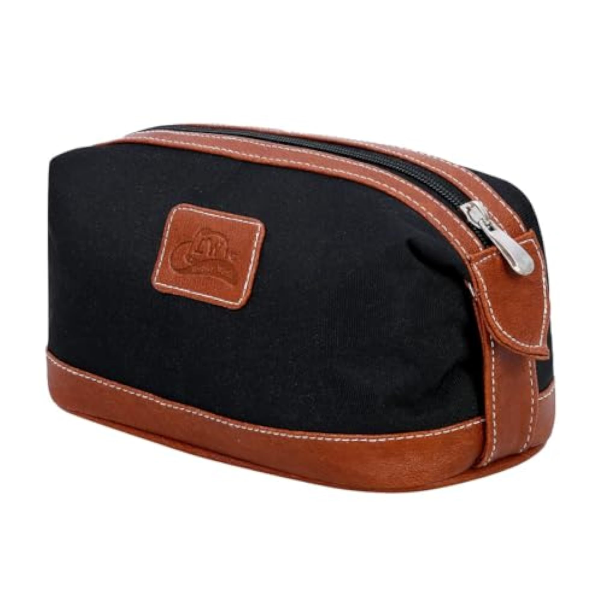 Vegan Leather Brown Shaving Bag for Men, Travel Toiletry Kit