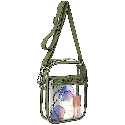 PACKISM Clear Bag for Stadium Events - Small Clear Purses for Women, Crossbody Transparent Bag with Adjustable Shoulder Strap for Concerts Sports Festivals Game Day Security, Green