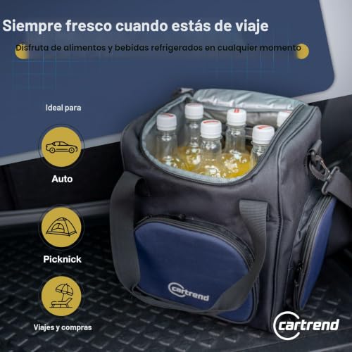 Bolsa térmica interior fácil cuidado de 12V para coche con correa ajustable 2