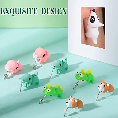 9 Pairs Cute Animal Bite Earring for Women 3D Clay Cartoon Biting Ears Stud Earrings for Christmas Jewelry Gifts Holiday Party Fun Presents3