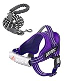 AUROTH Dog Harness and Leash Set, Soft Padded Service Dog Vest with 5.25FT Dog Leash, No Choke, Easy On Pet Vest, Adjustable Reflective No Pull Pet Vest Medium Sized Dog, Easy Walking and Training