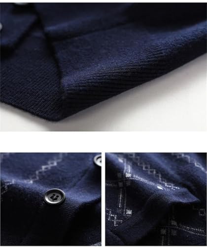 Men's Wool Thick Cardigan Sleeveless Sweater Buttons Argyle Knit with Pockets Vest3
