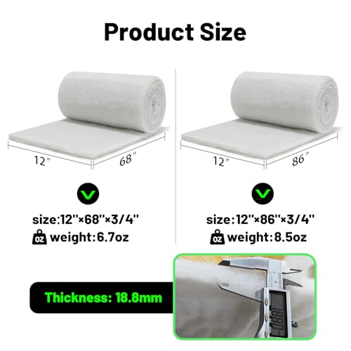 Image of hygger 3 /4'' Thick Aquarium Filter Floss 12 inchx 86 inch Poly Fiber Fish Tank Filter Media Water Polishing Filter Pad for Sump Canister Hang On Back Filter Cut to Size