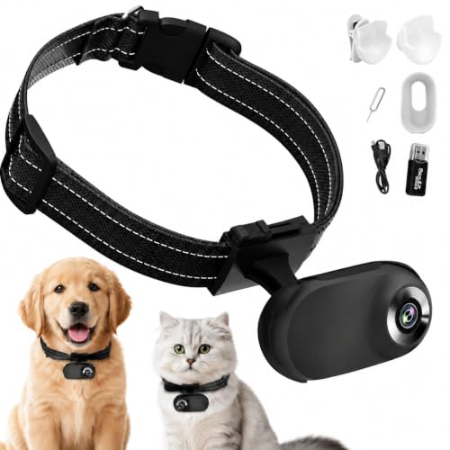 Image of HD 1080P Cat Camera Collar with Video Record Wireless Mini Sport cam,Small Action Cameras,Body Camera for Pet Supplies Stuff Outdoor /Inoor Birthday Gift No WiFi(Black)