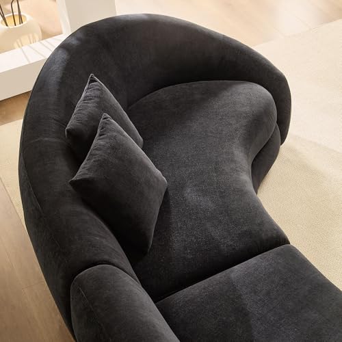 Image of KEIKI 126 inch Curved Oversized Boucle Sectional Sofa with Love Heart Design, Modern 5-Seater Polyester Couch with 2 Decorative Pillows and Rolled Arms, Easy Assembly, for Apartment, Living Room, Black