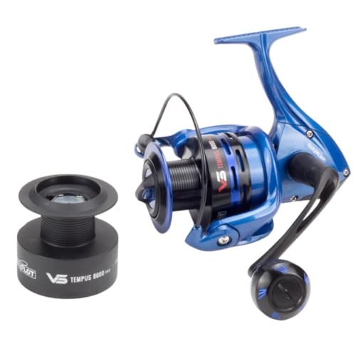 Carrete de Pesca Tempus VS 8000 Pro – Surfcasting, Pesca de Fondo y Mar | 2 Bobinas, 14Kg Freno, 6 Rodamientos, Bobina de Aluminio | Resistente al Agua Salada