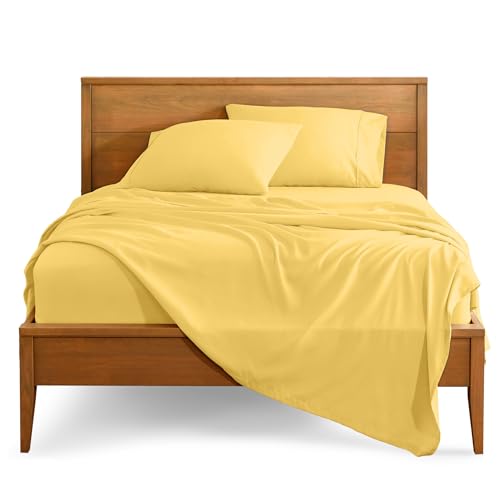 Bare Home King Sheet Set - Luxury 1800 Ultra-Soft Microfiber King Bed Sheets - Double Brushed - Deep Pockets - Easy Fit - 4 Piece Set - Bedding Sheets & Pillowcases (King, Lemon Drop)