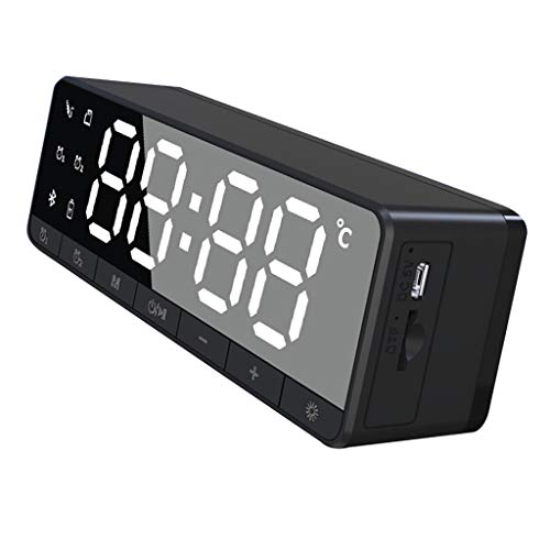 LOVIVER Tabela LED Dual Alarm Clock Bluetooth 5.0 Bass Speaker Termostato TF Card - Preto