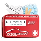 Verbandskasten Auto 2022| MIT TESTSIEGEL | KFZ-Verbandstasche DIN 13164 Zertifiziert Geprüft | Sicherheit Erste Hilfe First Aid Tasche Set Kit Notfall-Set Nachfüllset Zubehör für Auto STVO
