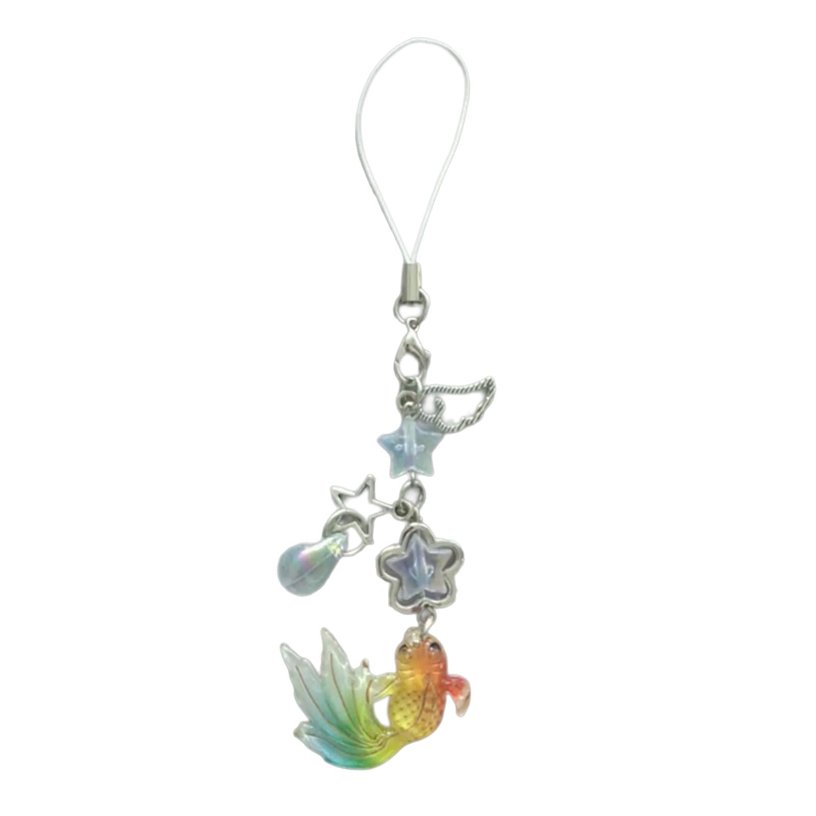 NEWFT Fashionable Handmade Five Pointed Star Fish Bead Phone Ornament Vibranting Sturdy Acrylics Elegant Color for Adults