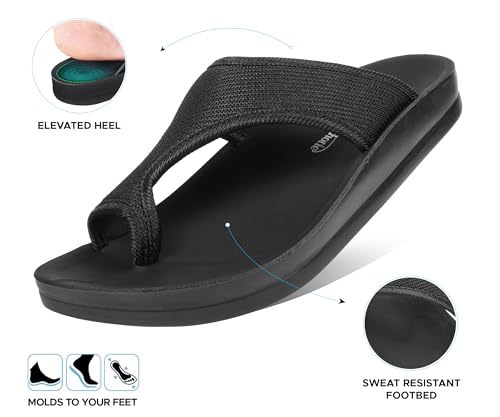 Image of AEROTHOTIC Comfortable Flip Flops for Women with Arch Support Soft Padded Mesh Straps with Breathable Footbed Slip On Footwear Indoor Outdoor Travel Beach walking Sandals Women