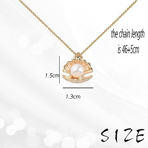 BAUNA Scallop Shell Necklace Ocean Shell Necklace Tiny Pearl Jewelry for Her3