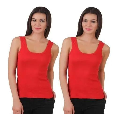 Women Soft Cotton Camisole Pack of 2 Sleeveless Inner Tops Breathable Comfortable Layering Vest for Daily-image-17