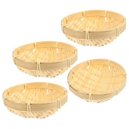 HEALEEP Bamboo Woven Plate Home Storage Container Snack Holder Decorative Tray