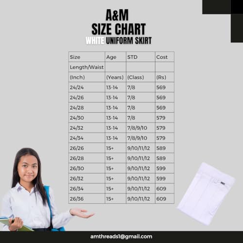 Image of A&M Threads White School Uniform Skirt for Girls