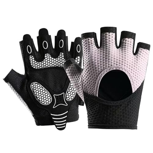 REEYUILOF Guantes Deportivos for Fitness, Equipo de Tela for Buceo, guardamanos Antideslizantes y antivibración, Equipo Protector for Prensa de Banco de Gimnasio(Pink,L)