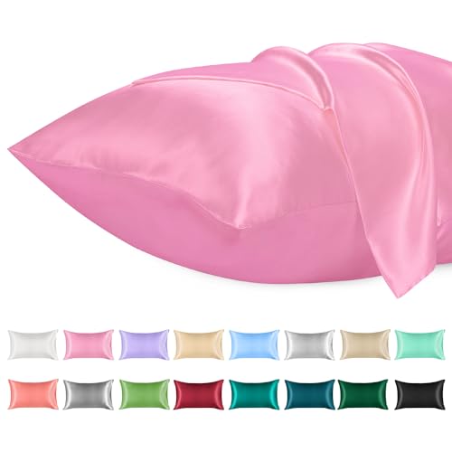 Lirex 2 Pack Satin Pillow Cases, Softer Than Silk Pillowcase for Hair & Skin, Standard Size with Envelope Closure