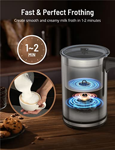 Image of Milk Frother, Paris Rhone 4-in-1 Milk Steamer and Frother, Hot & Cold Foam Milk Warmer with Temperature Control, Auto Shut-Off Frothers for Coffee, Latte, Cappuccino, Macchiato
