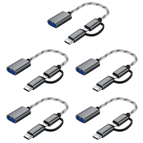 Streemaa 5X 2 In 1 USB OTG�P�[�u�� Type-C/Mio-USB?USB3.0�A�_�v�^�[ �ґg�݌v�f�[�^�]���P�[�u�� Android�g�ѓd�b�p�i�O���[�j