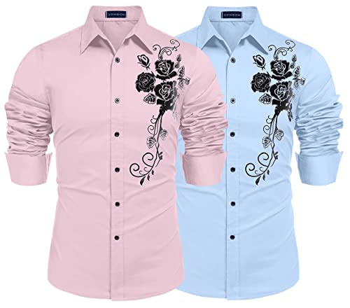Image of Zombom Men's Regular Fit Cotton Blend Printed Full Sleeve Casual Shirts