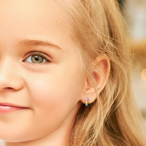Heart Enamel Earrings for Baby Girls – 925 Sterling Silver Hypoallergenic Huggie Hoops for Toddlers & Kids | Safe Sensitive Ear Jewelry, Pastel Charm, Perfect Baby Girl Gift3