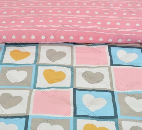 Image of IVAZA Luxury Ultrasonic Punch AC Comforter Blanket - Quilted Microfiber Floral Pattern, Lightweight Breathable All‑Season Blanket for Bedroom, Travel (Singled Bed,228x152 CM) (Pink Blue