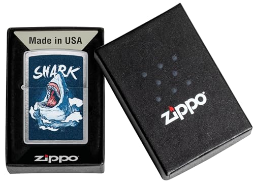 Encendedor Zippo con diseño tiburón y acabado cromado miniatura 6