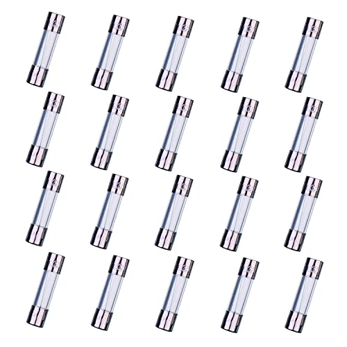 HUAREW F6.3AL250V 20 piezas fusible de vidrio de acción rápida 5x20 mm 6.3A 250 V 0,2 x 0,78 pulgadas fusible de retardo de tiempo (paquete de 20 piezas)