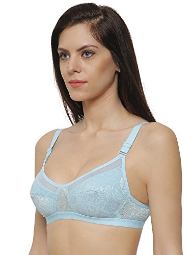 Image of INKURV Non-Padded Full Coverage Bra for Women with Cotton Blend Lining | Stylish and Stretchable Net Design | Fancy and Soft Bra for Women Daily use