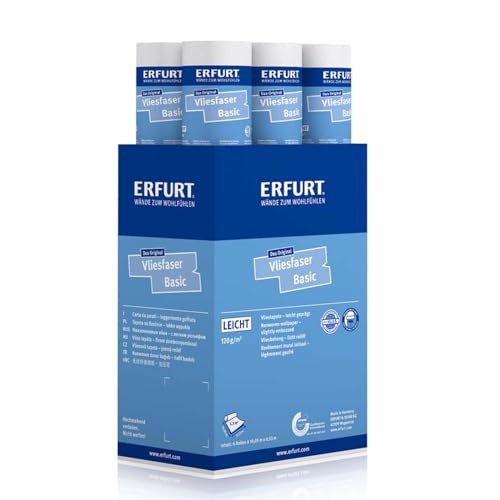 Erfurt Vliesfaser Basic 106 Weiß überstreichbare Vliestapete weisse Strukturtapete 6 Rollen 10.05 x 0.53m