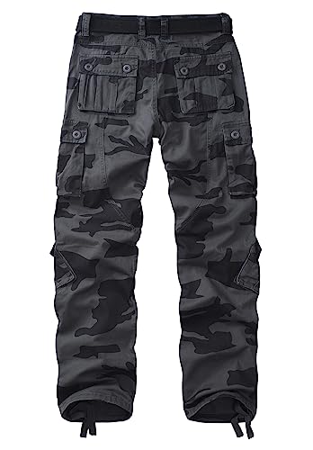 KOCTHOMY Men's Cargo Pants Cotton Tactical Camo Pants Relaxed Fit Casual Work Pants with 9 Pockets No Belt2