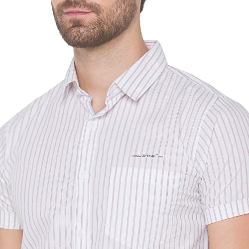 Image of Spykar Men's Cotton Slim Casual Shirts (Baby Pink) (4XL) (MSH-01BB-282)