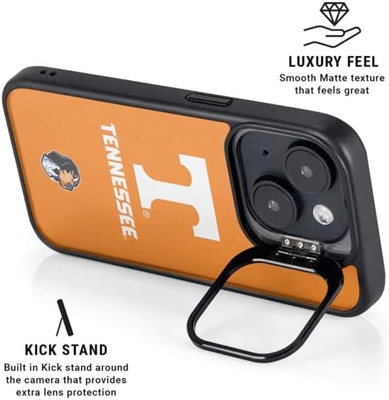 Skinit Kickstand Phone Case Compatible with iPhone 15 Plus - Officially Licensed University of Tennessee-Knoxville T Logo Vols on Gray Design