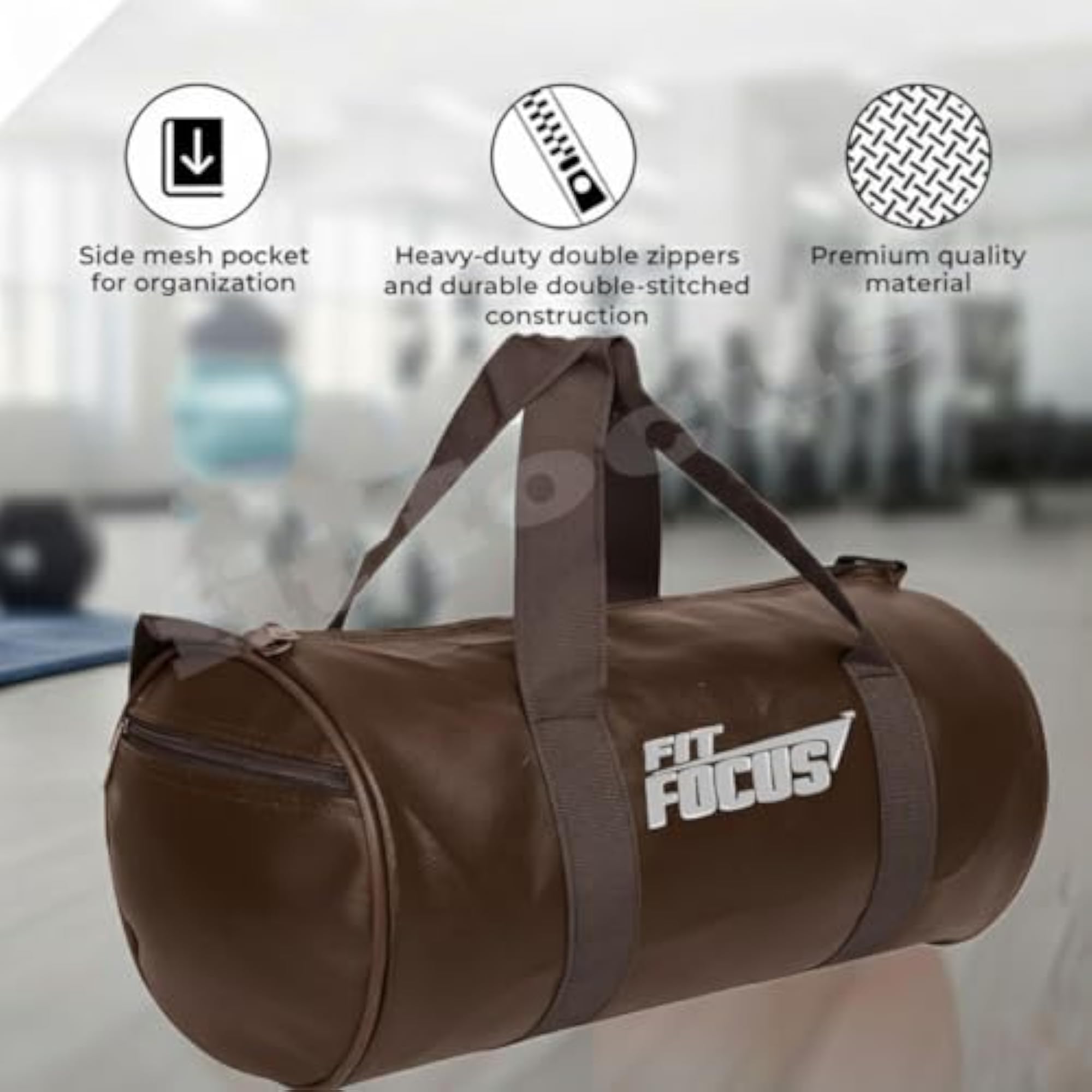 Fit Focus Gym Duffle Bag with Protein Shaker Bottle, Sipper