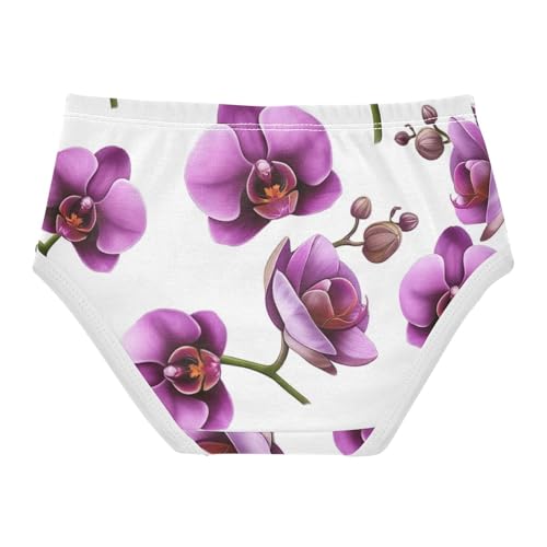 Purple Orchid Flowers White Toddler Underwear Custom 2t Cotton Little Girl Panties Durable Kids Briefs Undies2
