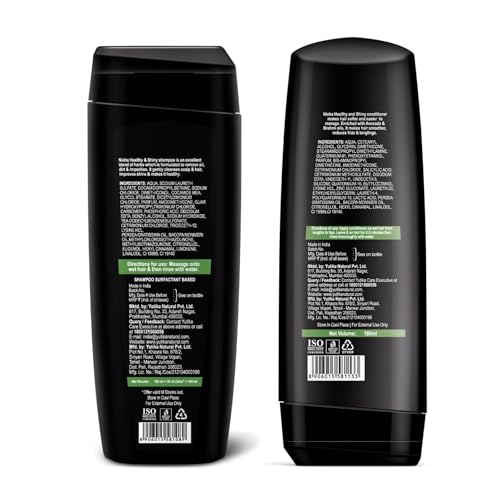 Image of Nisha Shampoo & Conditioner Combo, 180ml Each | Avocado & Brahmi Oil Formula for Straight, Healthy, Shiny & Frizz-Free Hair | For Men & Women