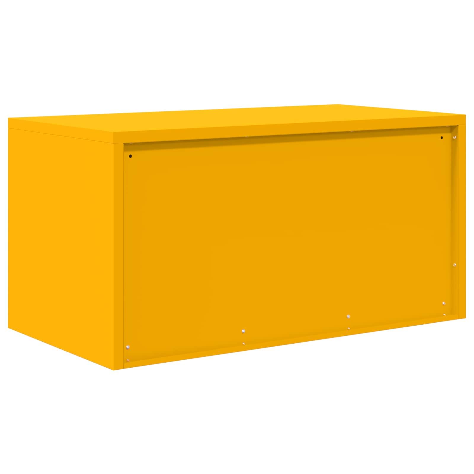 Stahlschrank Aufbewahrungsschrank Senfgelb 80 x 40 x 40 cm Stahl Büroorganisation Industrielles Design Pulverbeschichtung Stahlkonstruktion Abschließbare Türen Stauraum