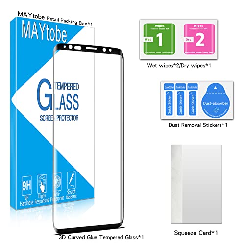 Maytobe Designed For Samsung Galaxy S8 Plus Screen Protector Tempered Glass, 3D Full Curved Dot Matrix, Hd Clear, Case Friendly, Easy To Install #TOP5