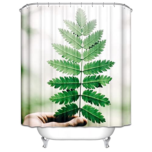 Rideau de douche anti-projections vert feuille 180x200 en polyester - 3
