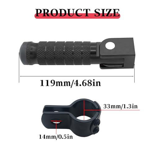 Image of M8 Motorcycle CNC Aluminum 90 Degree Folding Rearsets Folded Motorbike Footrest Bicycle Footpegs Foot Pegs Pedal Universal (Black)