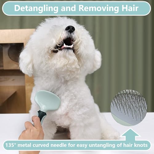 Image of Grooming Brush Kit - 8 Pcs for Shedding & Matted Fur, Self-Cleaning with Flea Comb, Includes Indoor Microbrush, Cat Toothbrush Collapsible Dog Bowls for Travel